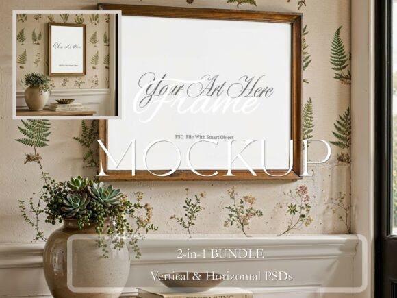 Download Brown Frame Mockup PSD 2 Pack Botanical - Mockup psd Collection